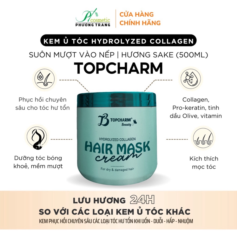 Kem Ủ Tóc TOPCHAMIS 500ml - Giúp Tóc Suông Mượt Vào Nếp Hương Sake
