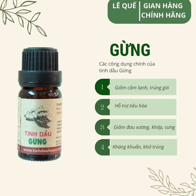 Tinh dầu Gừng Lê Quế 10ml