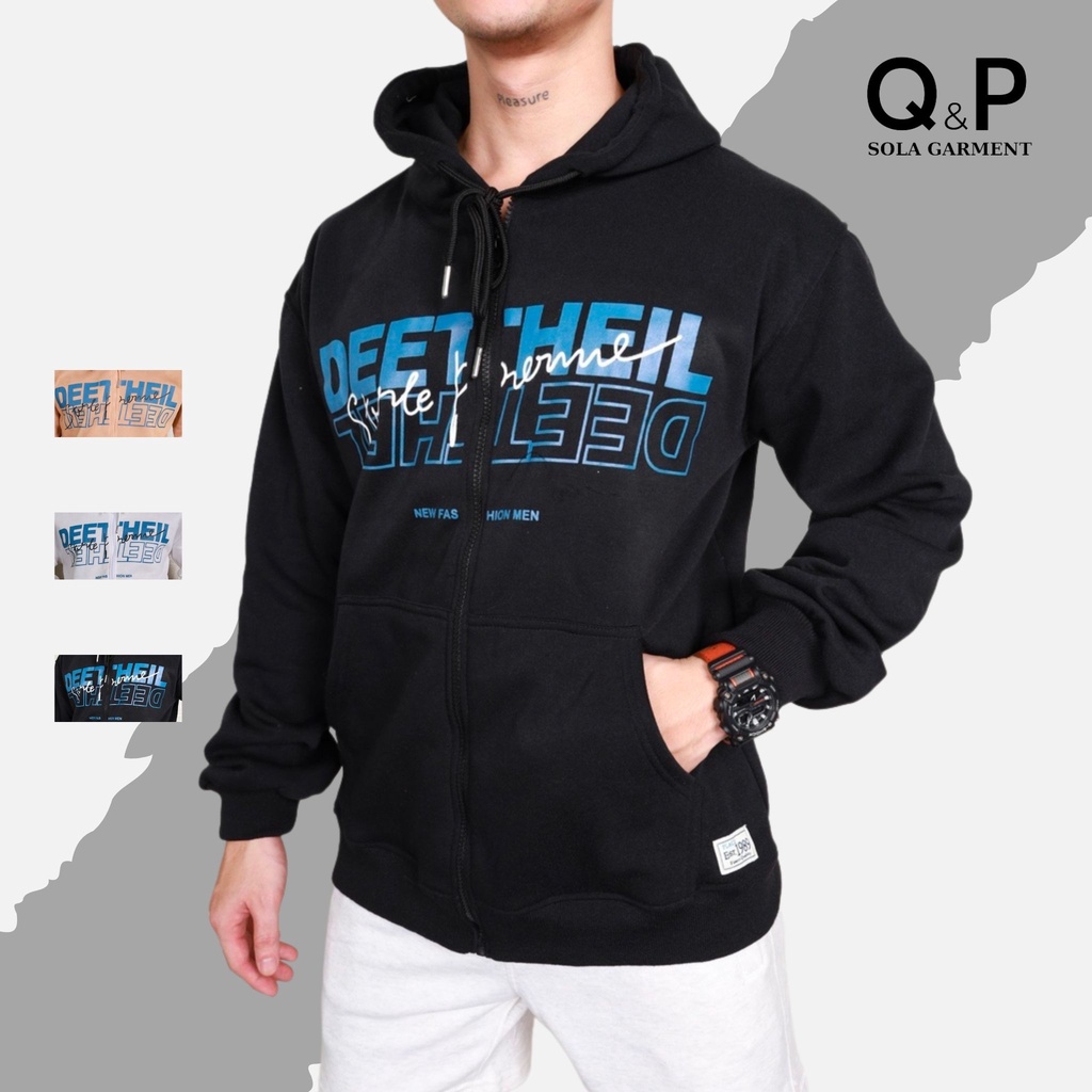 Áo Khoác Hoodie Vải Nỉ Cotton Phom Rộng Khóa Kéo Nam Nữ Trẻ Trung Thu Đông