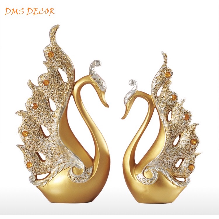 Tượng cặp đôi thiên nga uyên ương trang trí, decor nhà cửa, tủ kệ