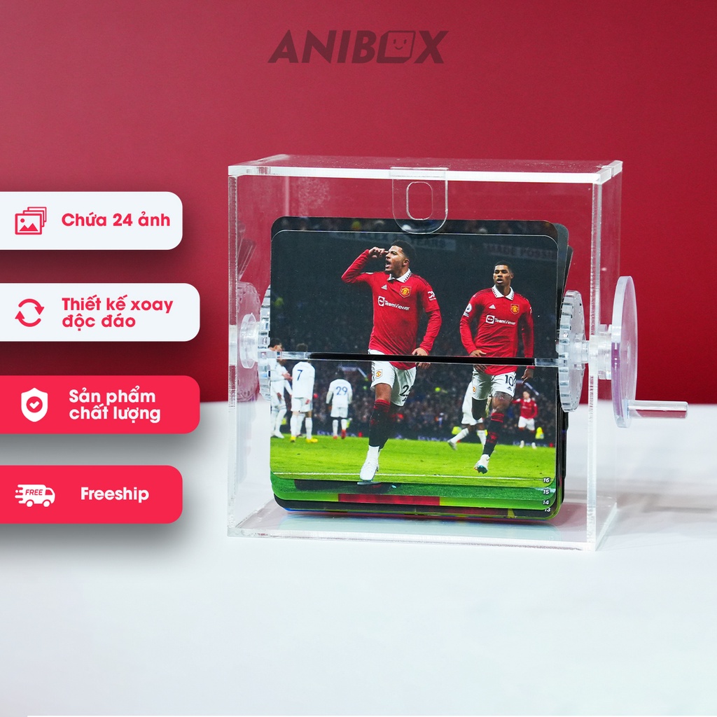 Hộp ảnh Anibox Manchester United decor nhà cửa, trang trí bàn làm việc hộp xoay trưng bày 24 ảnh tùy ý - H1T10011