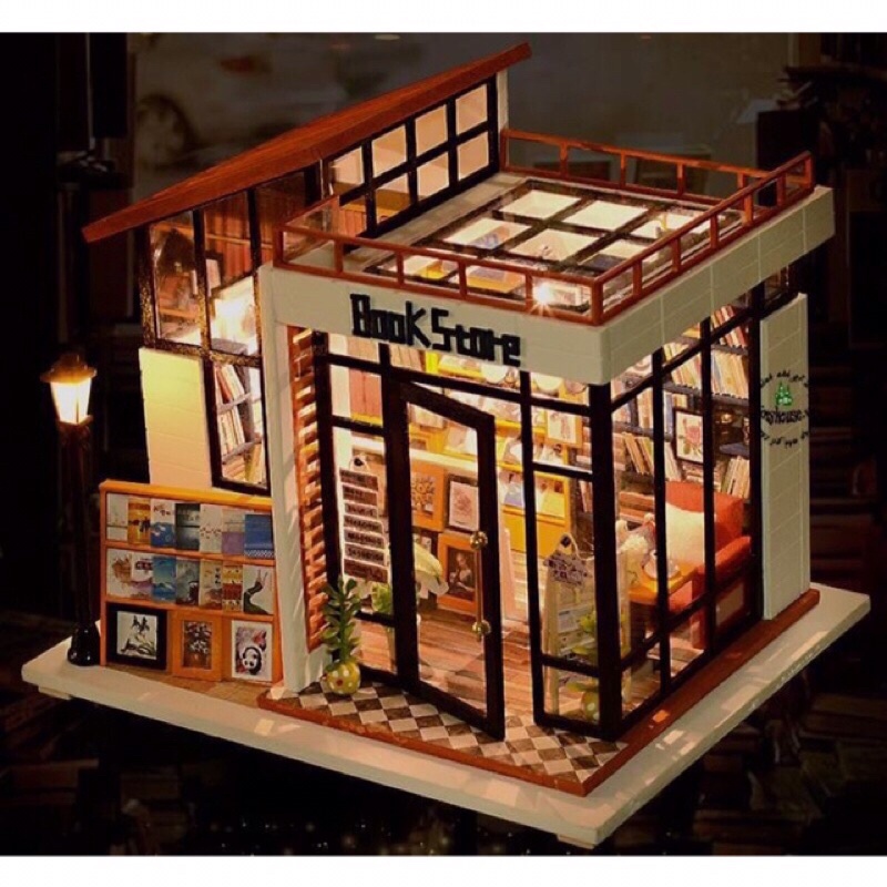 Mô hình nhà gỗ/ Diy doll house tiệm trà, tiệm bánh, coffee,....