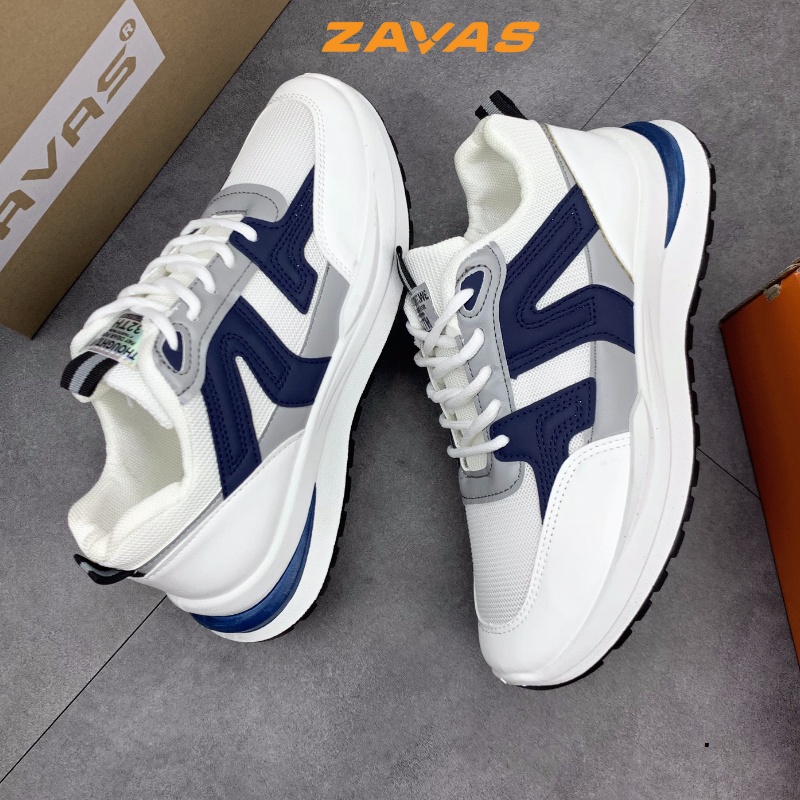 Giày thể thao sneaker nam ZAVAS thời trang đế cao 3cm lưới thoáng khí chạy bộ, đi chơi form giày gọn gàng êm chân - S422