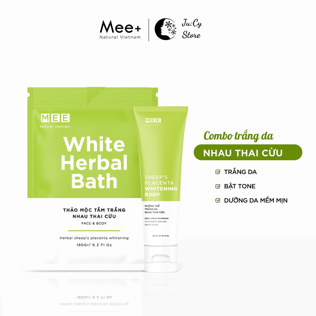 Bộ trắng da nhau thai cừu MEE NATURAL - Thảo mộc tắm trắng kết hợp dưỡng thể nhau thai cừu dưỡng da trắng hồng, mềm mịn