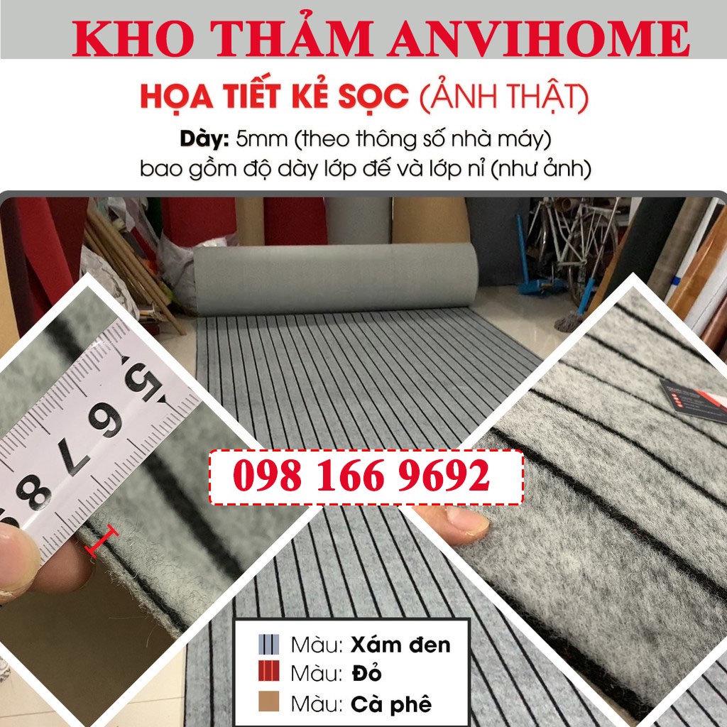 Thảm nỉ trải sàn, văn phòng, hội nghị 5mm - KHỔ 2 MÉT - GIÁ BÁN 1 MÉT VUÔNG