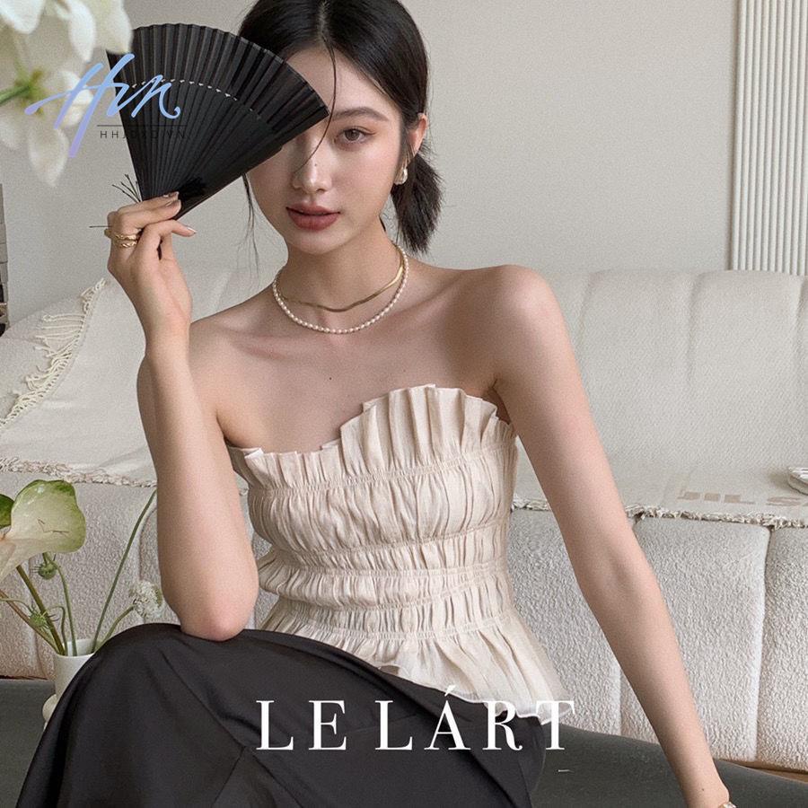 Lelart Áo Ống Xếp Ly Ôm Dáng Vừa Vặn Phong Cách Mùa Hè Pháp 2022 Mới Mẻ Dễ Phối Đồ Cho Nữ