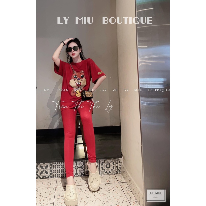 [3.3 Sales Freeship] Set bộ thun in hình con sóc áo from rộng phối quần ôm dài, set bộ thể thao nữ nhiều màu sắc mtb