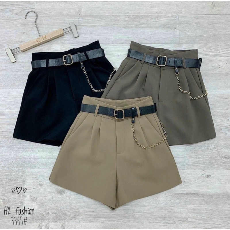 Quần Short Nữ Cạp Cao tôn dáng kèm đai
