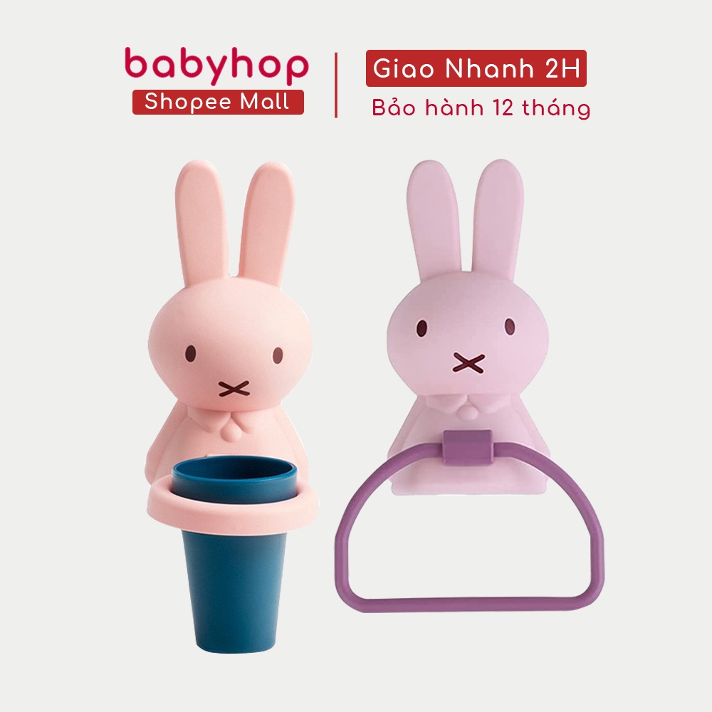 Giá treo khăn tắm, khăn lau tay và cốc đánh răng hình thỏ xinh xắn mẫu mới 2023 phân phối bở Babyhop