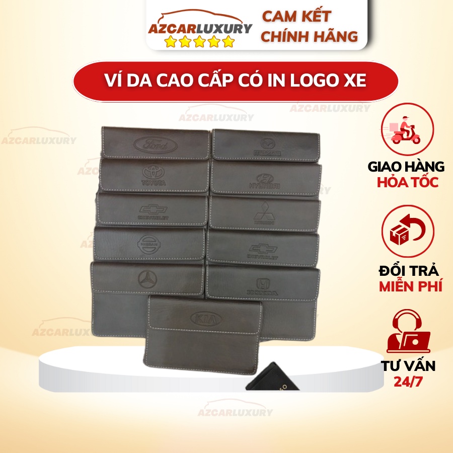 VÍ DA AZCAR ĐỰNG GIẤY TỜ ĐĂNG KIỂM CHO Ô TÔ BẰNG DA CAO CẤP CÓ IN LOGO