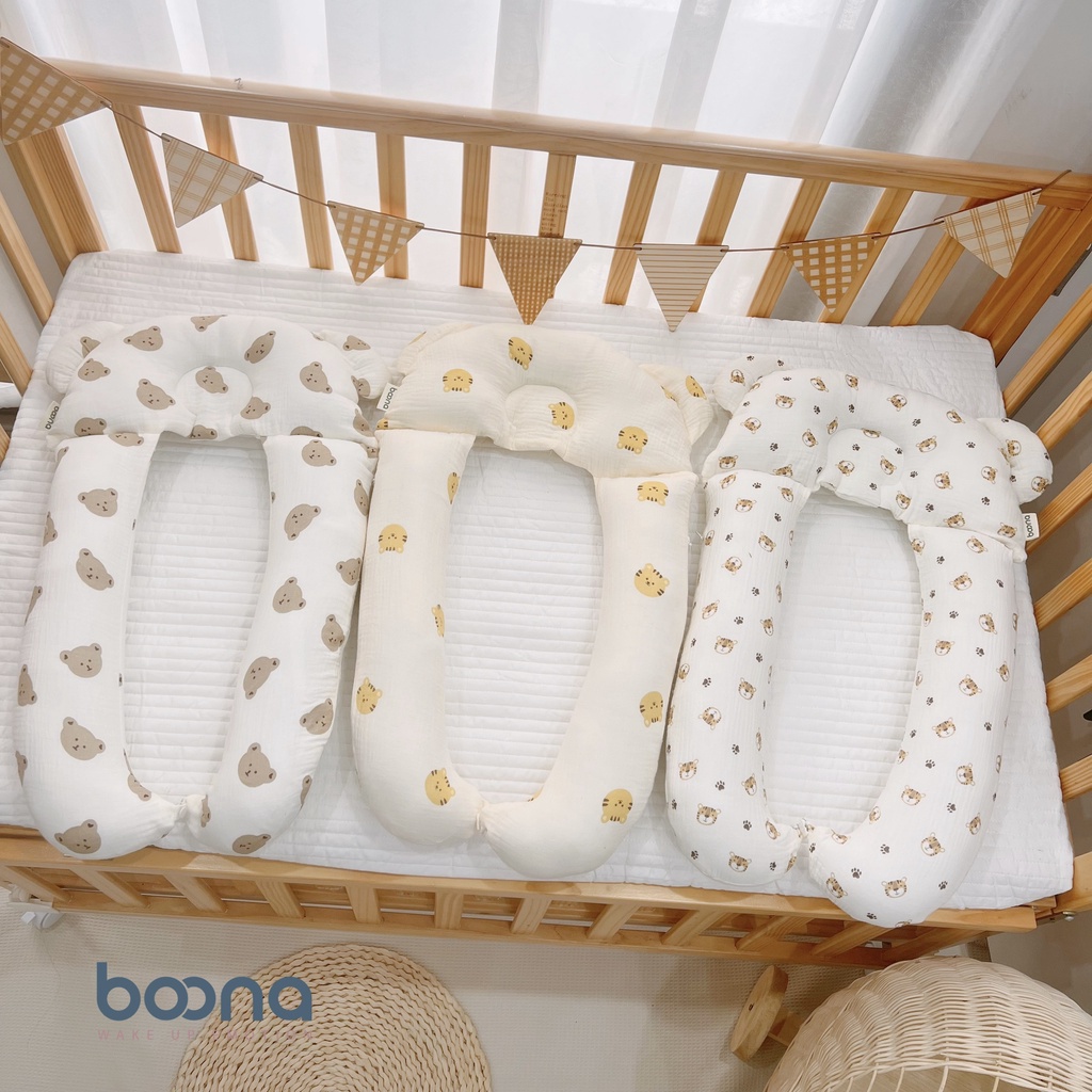 Gối chữ U vải xô MUSLIN đa năng cho bé Jasmine Baby