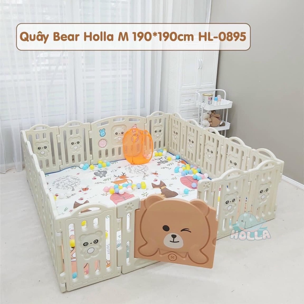 Quây Nhựa Bear Gấu Holla Cao Cấp Chính Hãng Hl - 0894/Hl - 0895, An Toàn Cho Bé An Tâm Cho Ba Mẹ, Tặng Kèm Bóng, Thảm Và Túi