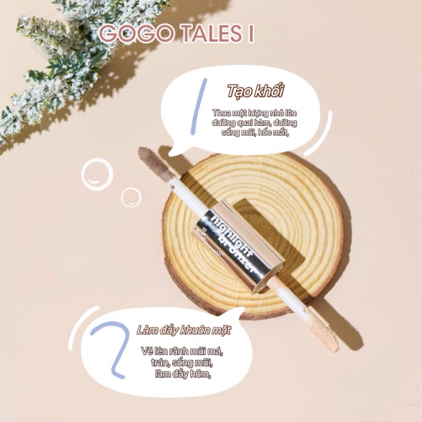 Tạo khối che khuyết điểm 2 đầu GOGO TALES Silky Shadow Highlighter Fluid GT448 GOGO140