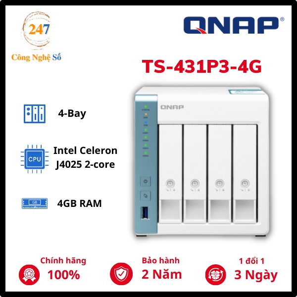 Thiết bị lưu trữ mạng NAS Qnap TS-431P3-4G Công Nghệ Số 247