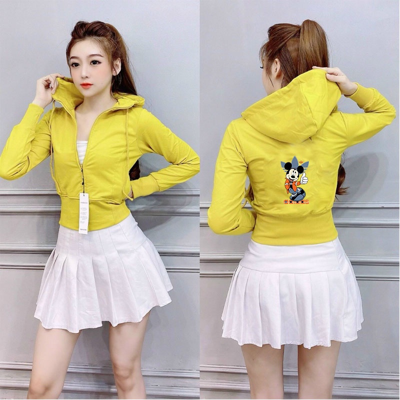 áo khoác lửng nữ croptop dáng ngắn xỏ ngón, áo khoát có 1 túi trong hình in freesize 54kg -cn76 | BigBuy360 - bigbuy360.vn