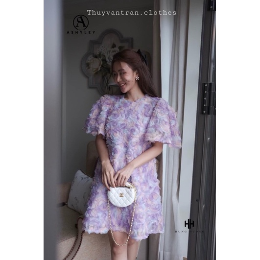 ĐẦM REN PHỐI HOA NỔI TAY PHỒNG DÁNG SUÔNG BẦU BÌ MANG THOẢI MÁI
