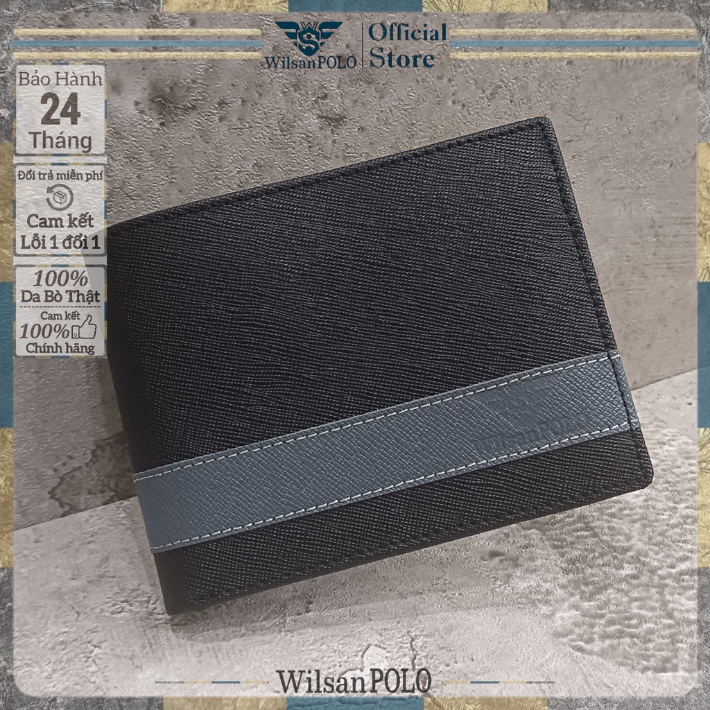 Ví Nam Da Bò Thật Saffiano Cao Cấp Wilsan POLO WSV02.