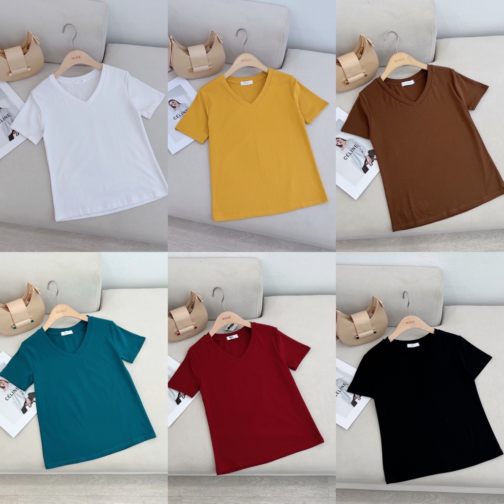 Áo Phông Trơn Nữ MINZ STORE Mã 3102, Thiết Kế Cổ Tim