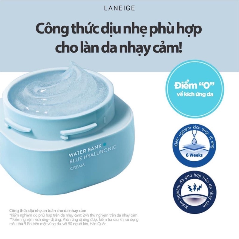 KEM DƯỠNG LANEIGE WATER BANK BLUE HYALURONIC GEL CREAM mẫu mới 2023