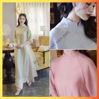 ÁO DÀI CÁCH TÂN DÁNG SUÔNG " Hồ Điệp " 4 TÀ NỮ TRƠN THIẾT KẾ TRUYỀN THỐNG CỔ ĐÍNH NGỌC MÀU HỒNG, XANH CỐM, XANH DƯƠNG