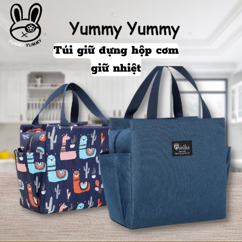 Túi đựng cơm giữ nhiệt nóng lạnh Yummy Yummy Cao Cấp, lớp cách nhiệt cực dày, có lớp lót bạc xịn đựng được nhiều đồ