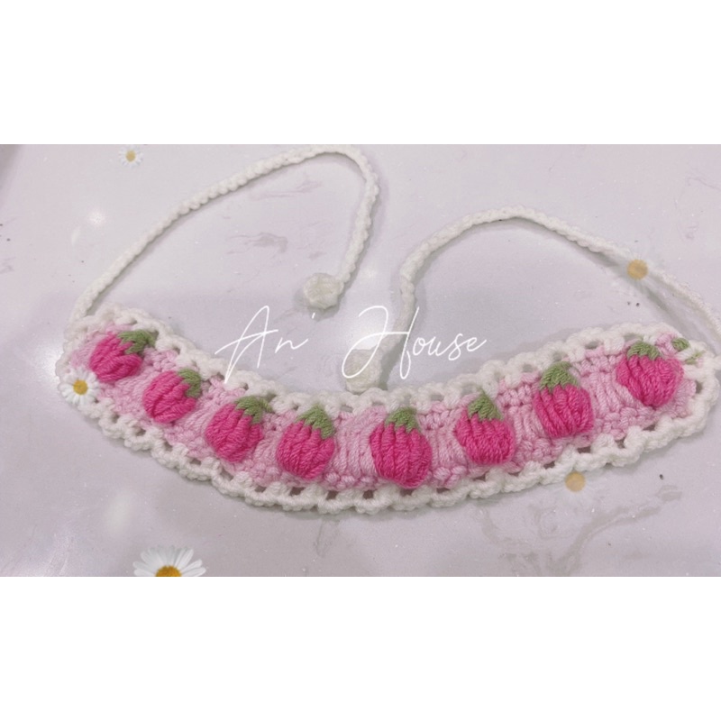 Yếm thú cưng hình quả dâu handmade