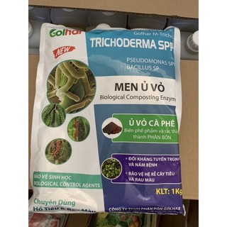 Men vi sinh nấm Tricoderma túi 1kg, bổ sung thêm vỏ cafe, dùng ủ phân