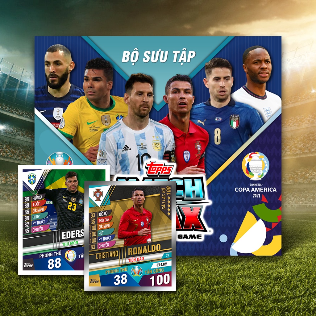 Bộ Sưu Tập 80 Thẻ Cầu Thủ In Album Match Attax 2021 Cúp Châu Âu-Nam Mỹ