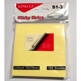 Xấp 100 tờ giấy note, giấy ghi chú vàng xing li 3x3