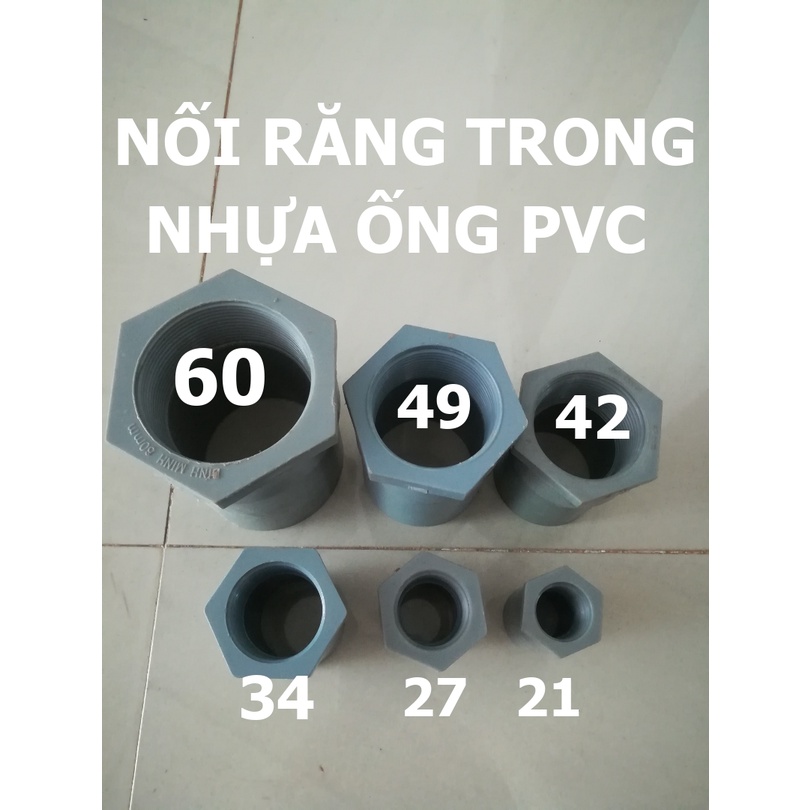 NỐI RĂNG TRONG 21, 27, 34mm BÌNH MINH, NỐI ỐNG NHỰA PVC, PHỤ KIỆN ỐNG NƯỚC BÌNH MINH