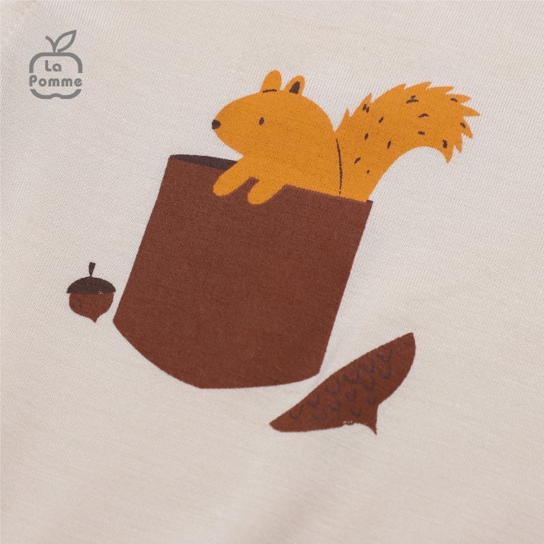 Body Dài Tay Sóc Nâu Hạt Dẻ Màu Be Vải Petit Soyeu Cho Bé