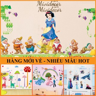 Decal dán tường bé gái decal Công chúa Elsa Anna Công chúa Disney tổng hợp đủ mẫu