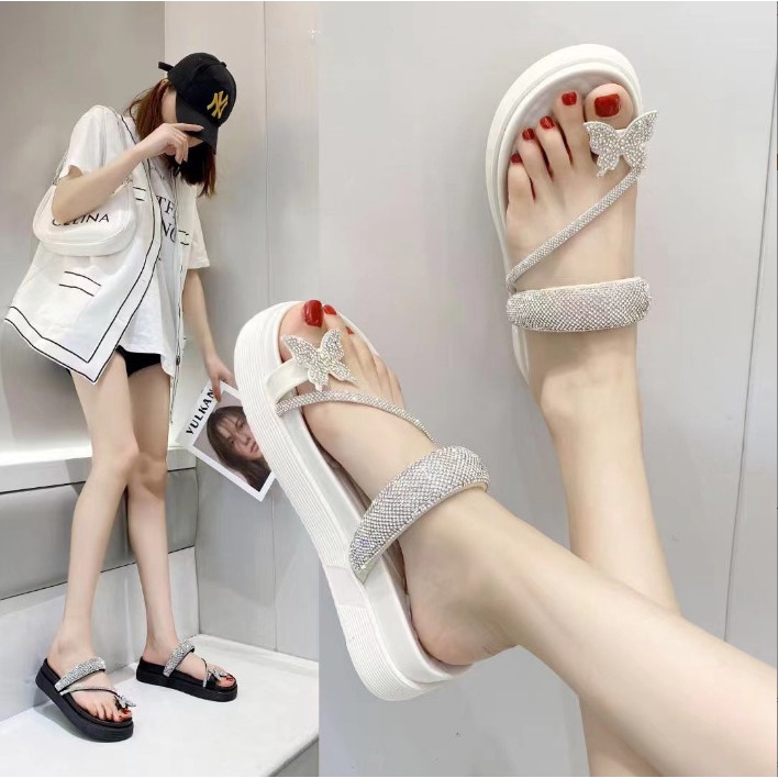 Dép Xỏ Ngón Đính Đá, Mẫu Kẹp Họa Tiết Bướm Cao Cấp 2023    MSP: A99-KẸP