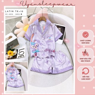 Đồ ngủ lụa Thỏ Stella Lou - Bộ Pyjama lụa mặc ở nhà, đồ ngủ Thỏ Stella Lou cao cấp - Freesize dưới 58kg