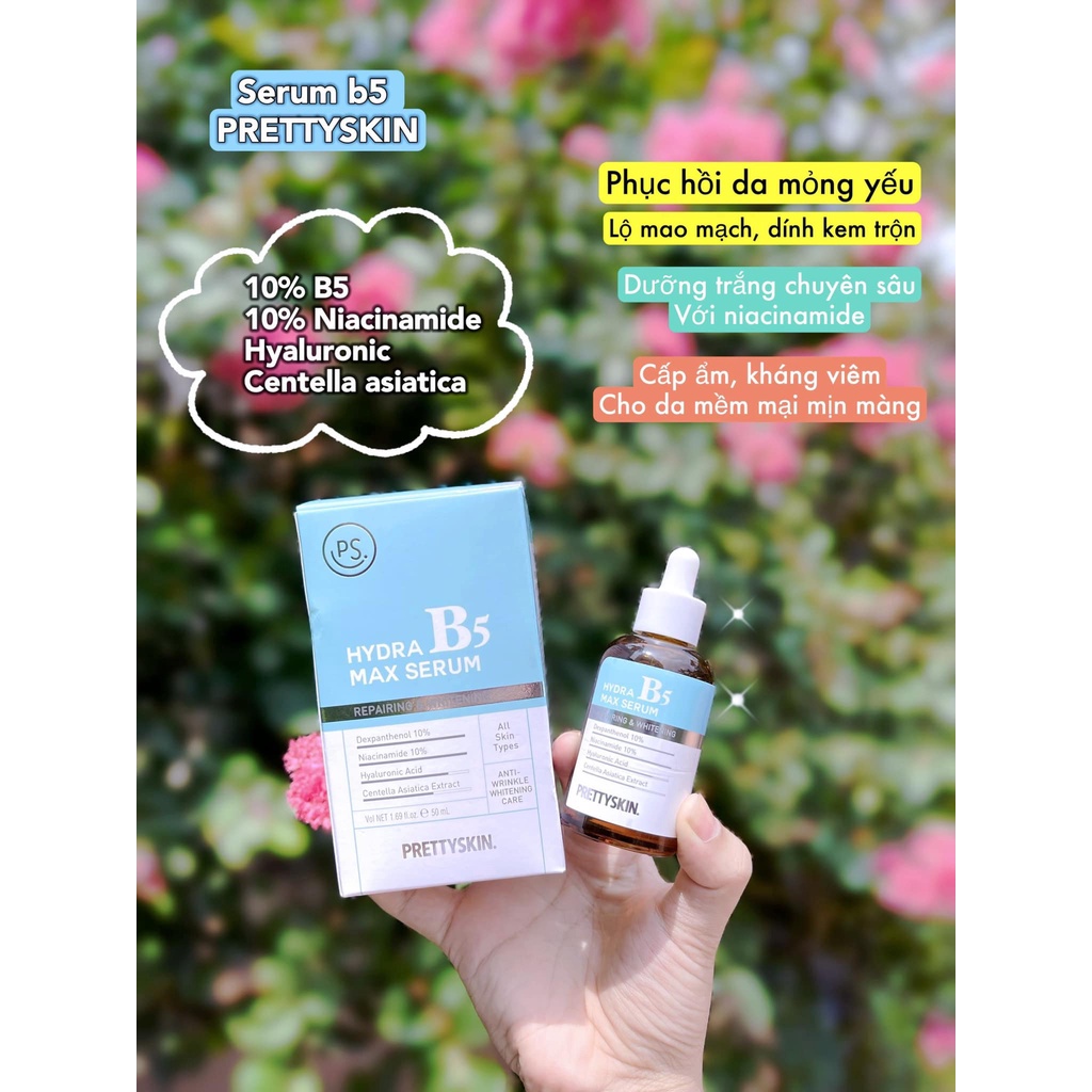Serum B5 phục hồi, tinh chất dưỡng trắng da Hydra B5 Max Serum Repairing Whitening Prettyskin 50ml | BigBuy360 - bigbuy360.vn