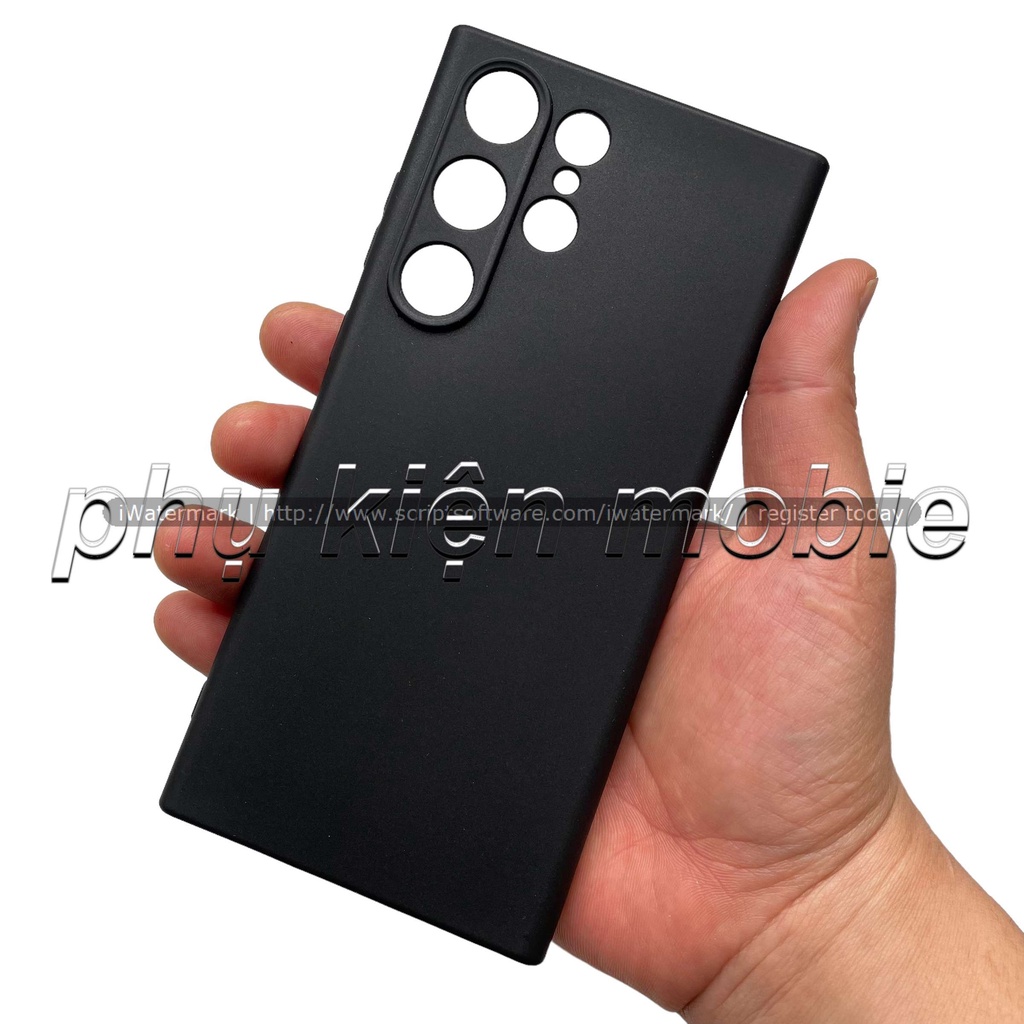 Ốp lưng silicon đen nhám cho Samsung Galaxy S23 Ultra không bám vân tay, khoét riêng từng mắt camera.