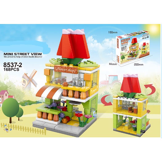 07047 Đồ Chơi Lắp Ghép Lego, Đồ Chơi Giáo Dục, Lego Xây Dựng Thành Phố, Mẫu Các Cửa Hàng, 160+ PCS, Hộp 26cm