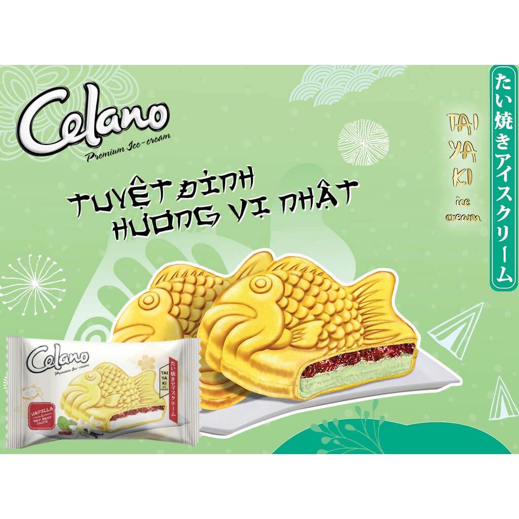 SET 10 BÁNH - Kem bánh cá vani đậu đỏ Celano gói 70g