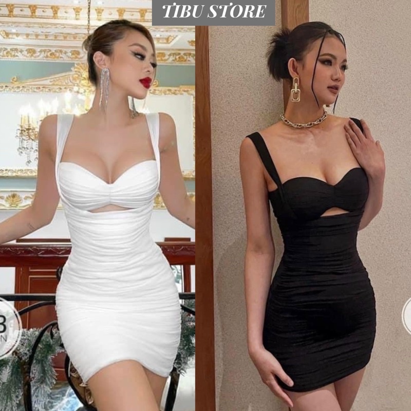 Đầm Body Nữ Khoét Eo TIBU Dài Tay Hot Trend Chất Đẹp Dày Dặn, Váy Ôm Sát Tôn Dáng