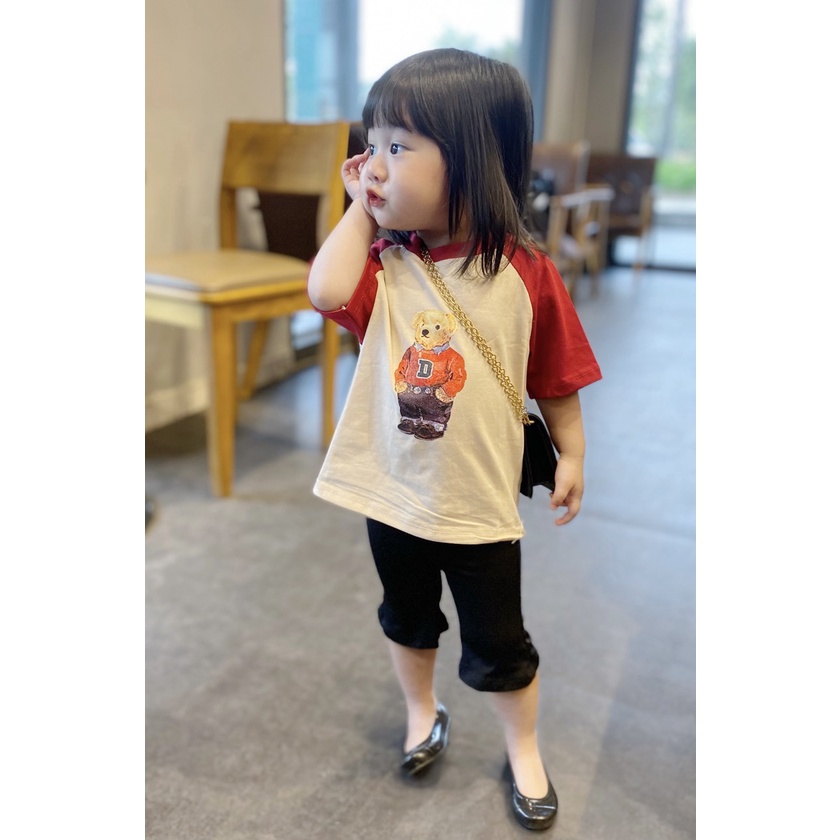 SÉT 2 ÁO COTTON IN GẤU BÉ GÁI, TRAI