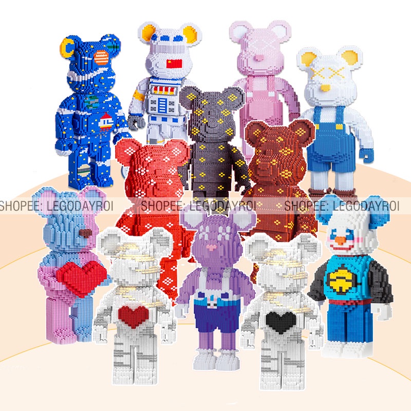 Đồ chơi lego Gấu Bearbrick [35cm] mô hình lắp ráp Bearbrick 3D decor trang trí, quà tặng lego bearbrick