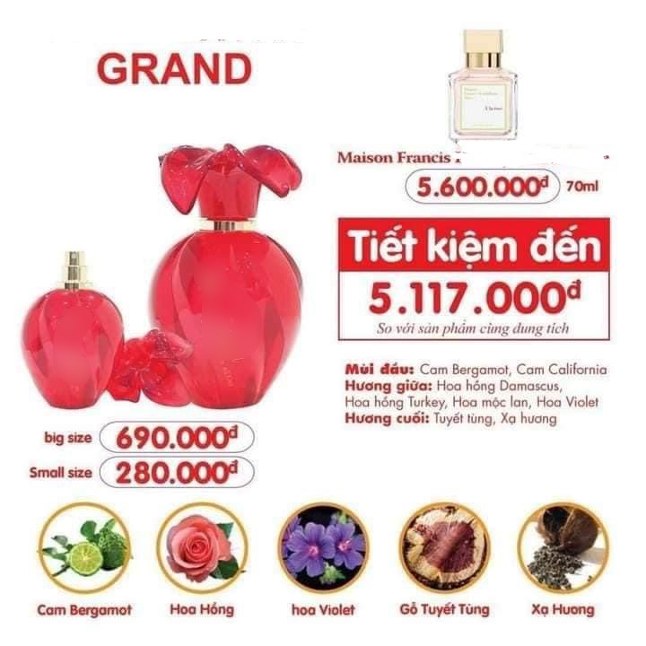 NƯỚC HOA NỮ GRAN 10ML 100ML NGỌT MÁT QUYẾN RŨ