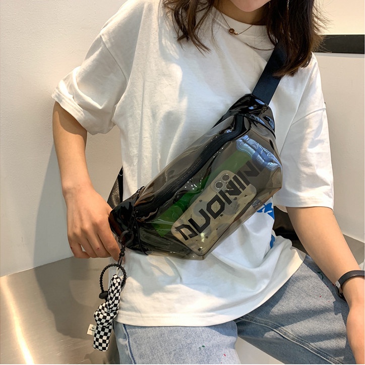 Túi đeo chéo bao tử trong suốt nam nữ đi chơi Hàn Quốc túi unisex cỡ lớn có ngăn khóa đẹp bền bỉ phong cách cá tính