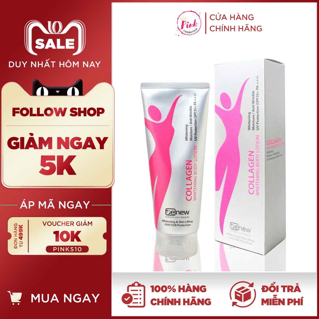 Kem Dưỡng Trắng Nâng Tone Chống Nắng Toàn Thân Benew Collagen Whitening Body Lotion SPF35+ PA+++ 200ml