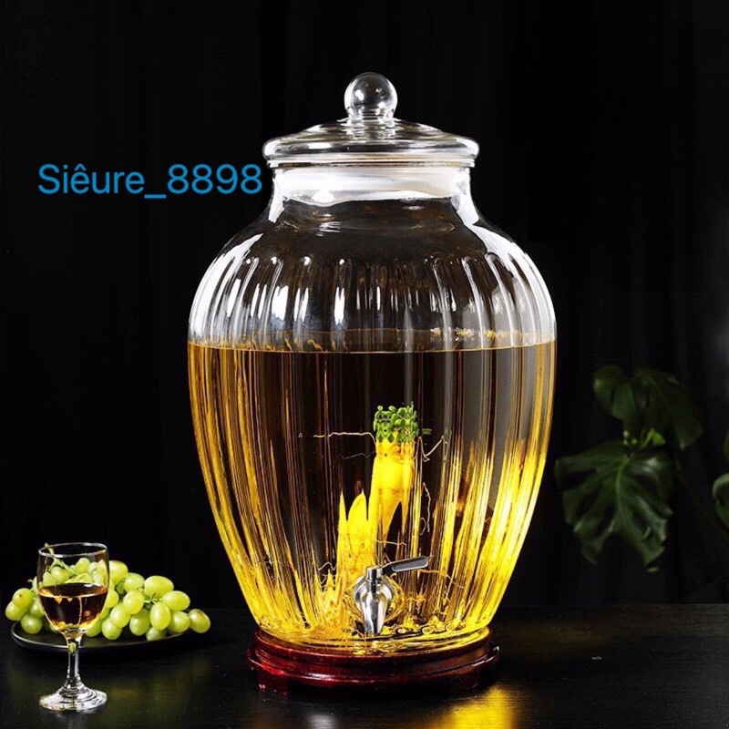 Bình Ngâm Rượu Thủy Tinh bí Sọc .10 Lít Không vòi & có vòi
