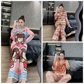 Đồ bộ đồ ngủ lụa gấm xước - pijama nữ freesize