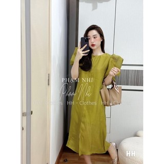 Váy tơ xuông tay bồng 2 lớp Phạm Nhi