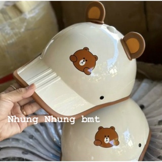  Nón bảo hiểm kết gấu dâu loang màu kết gấu vàng kết gấu nâu hàng loại 1 kèm tai mèo tai gấu 
