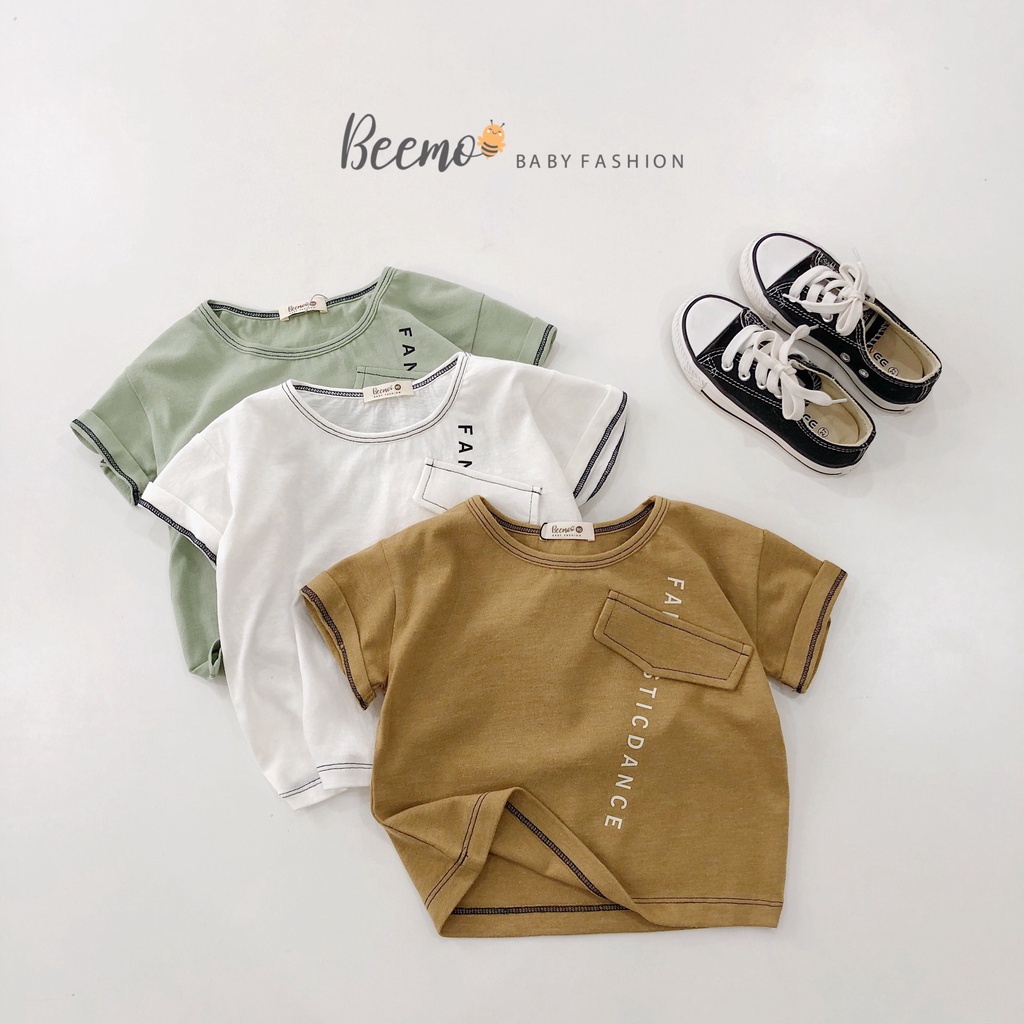 Áo phông in chữ cho bé Beemo,Chất liệu cotton co giãn, thấm hút mồ hôi,hiết kế basic viền chỉ nổi bật B282