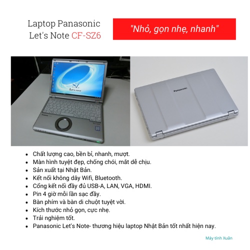 Máy tính laptop giá rẻ Panasonic CF-SZ6 (Core i5 7300U/RAM 8GB/SSD256GB/UHD620/12.1"FHD/Win10Pro) - 